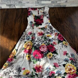 Anthropologie Floral Maxi Dress - Red, Yellow, Black